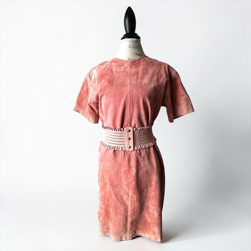 Vintage Bagatelle Rose Pink Genuine Suede Dress - Size 8